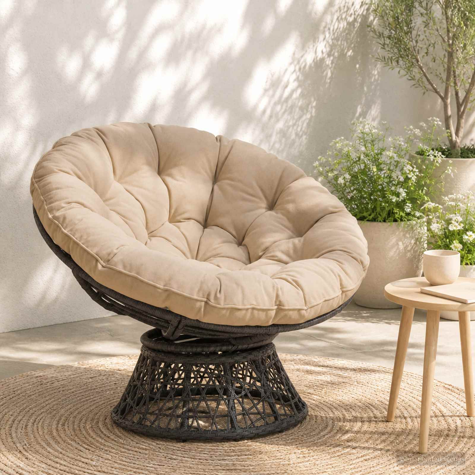 Cuscino per Sedia Papasan VIANEN 100% Poliestere Crema