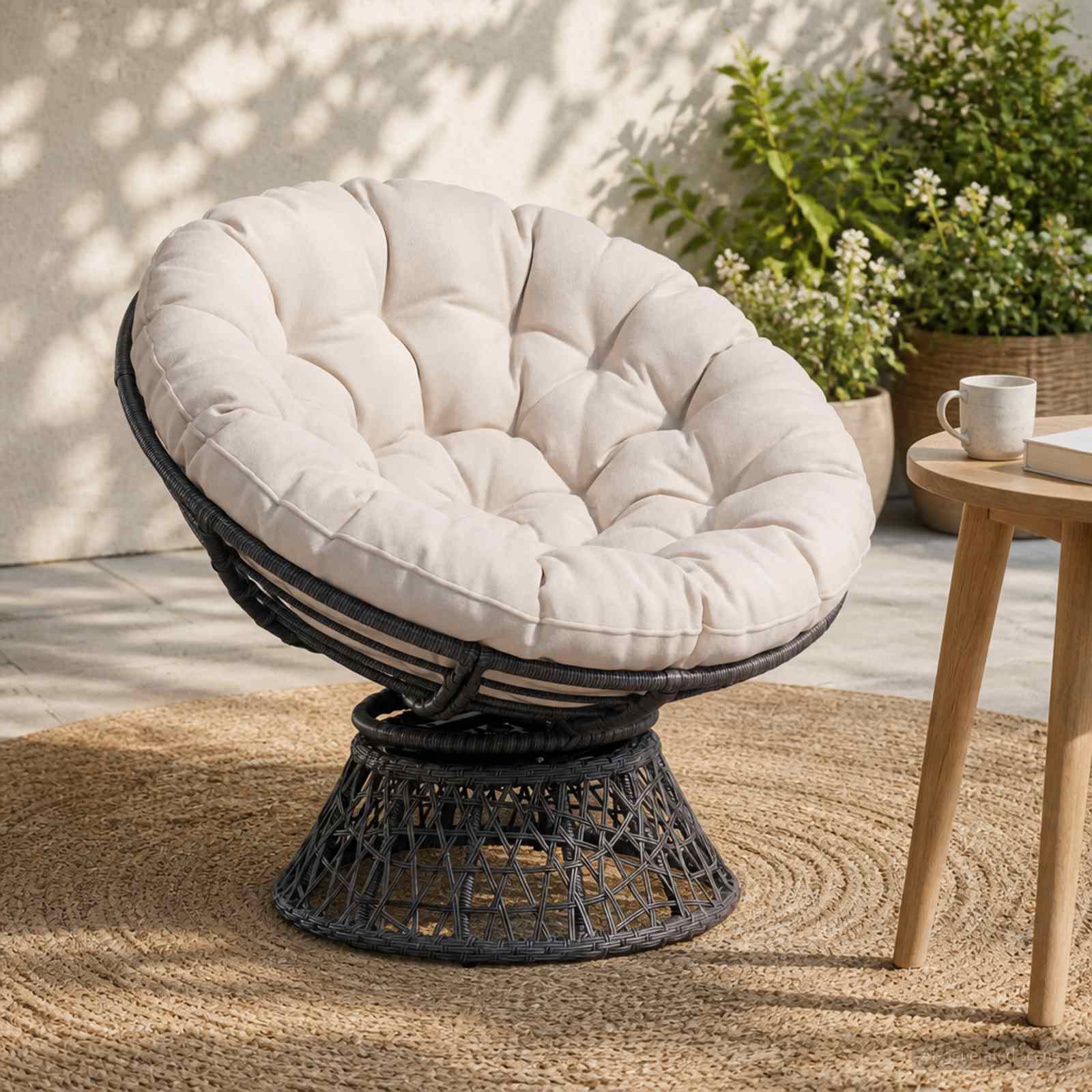 Cuscino per Sedia Papasan VIANEN 100% Poliestere Bianco