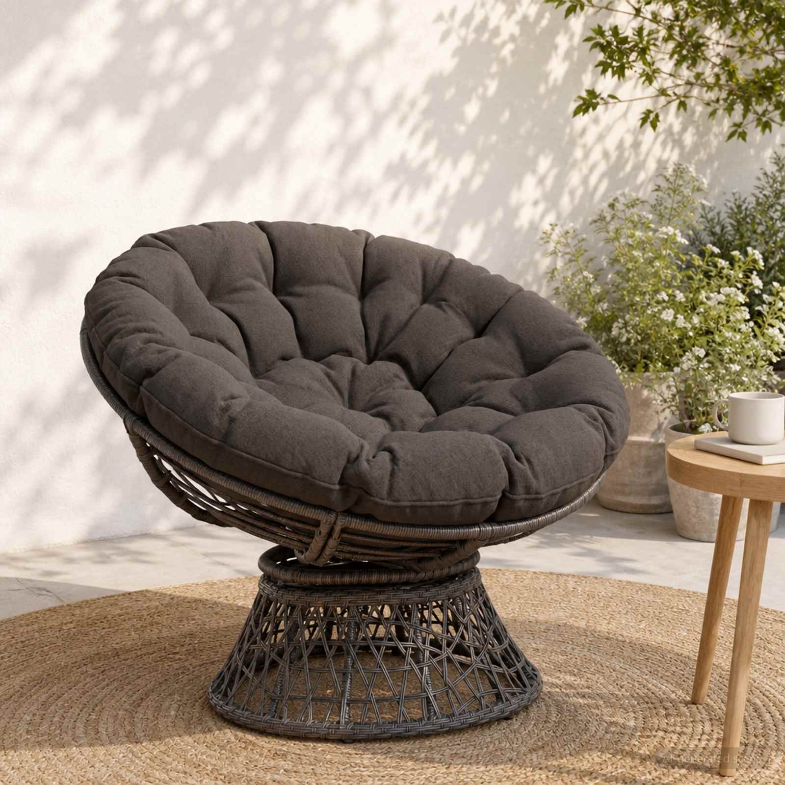 Cuscino per Sedia Papasan VIANEN 100% Poliestere Antracite