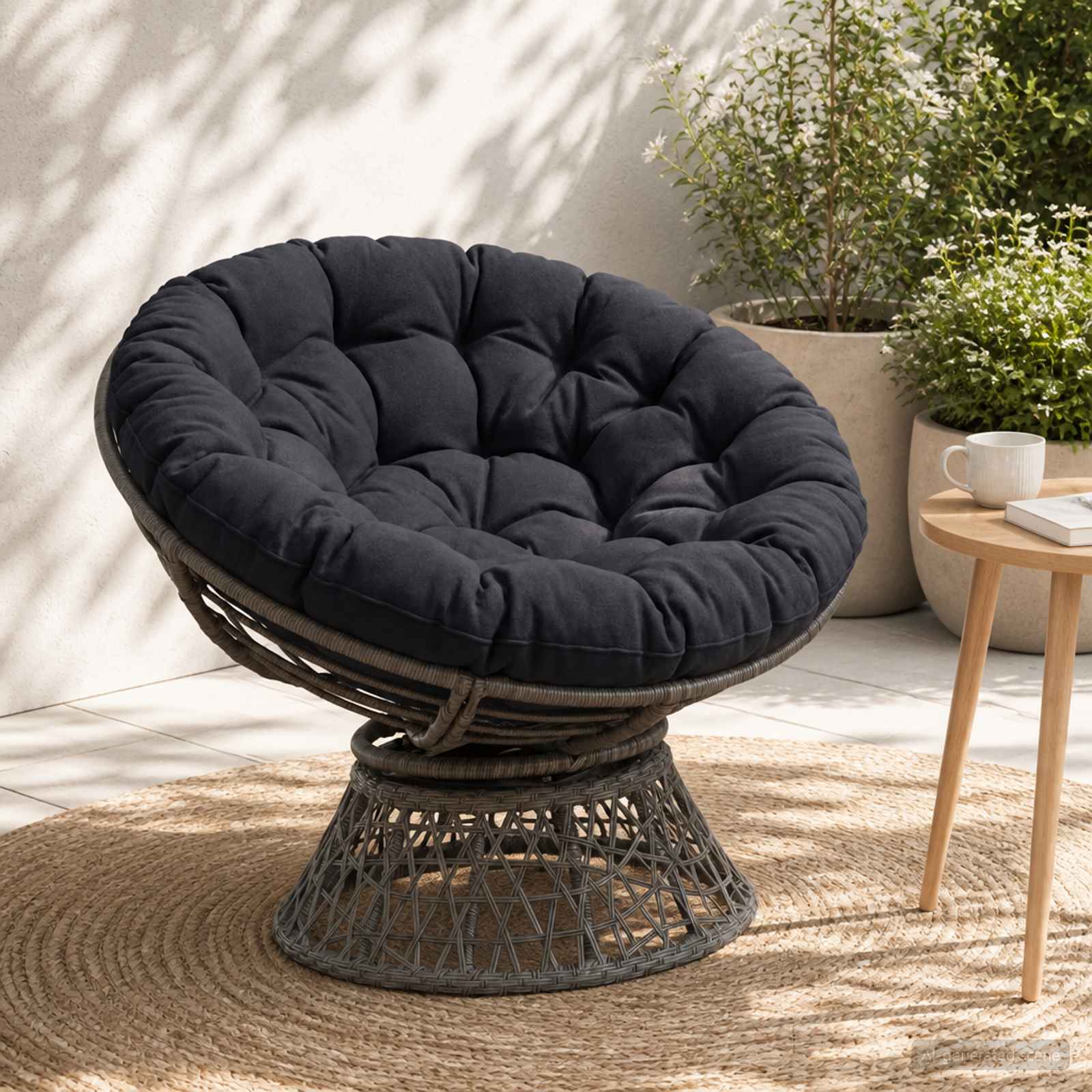 Cuscino per Sedia Papasan VIANEN 100% Poliestere Blu Scuro