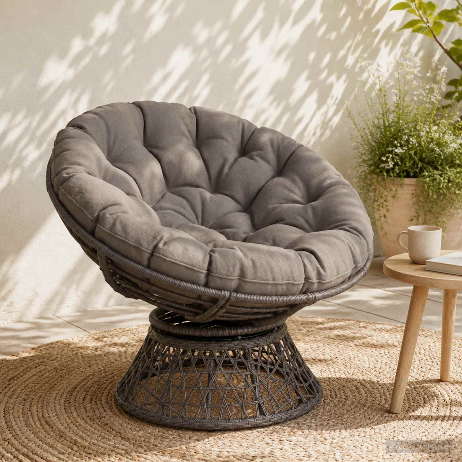 Cuscino per Sedia Papasan VIANEN 100% Poliestere Grigio