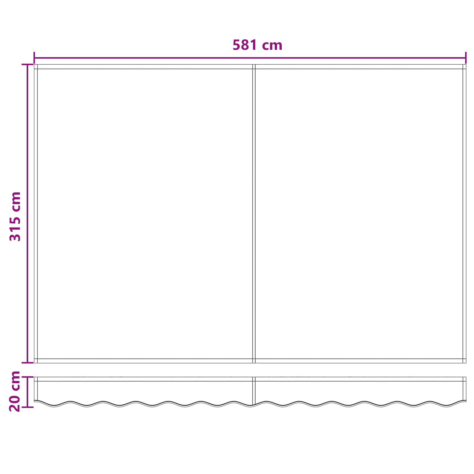 Telo di ricambio per tenda da sole per 6x3 m Tortora Poliestere