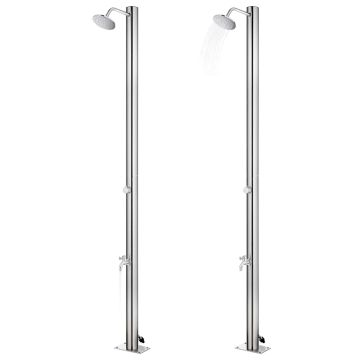 Doccia da Giardino con Base Marrone 220 cm in Acciaio Inox