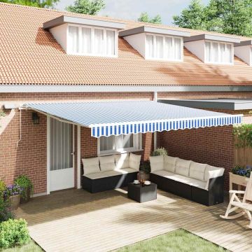 Tenda retrattile Blu e Bianco 500 × 300 cm