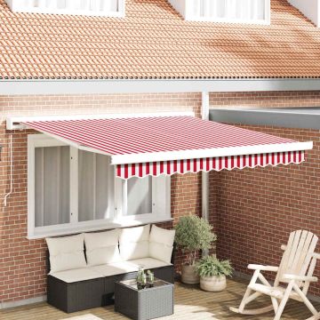 Tenda retrattile Rosso e Bianco 300 x 250 cm Tela e Alluminio