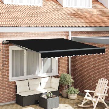 Tenda retrattile Nero 350 x 250 cm Poliestere e Alluminio