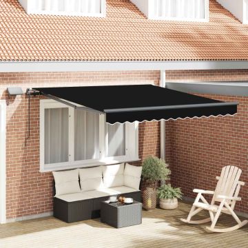 Tenda retrattile Nero 350 x 250 cm Tessuto e Alluminio