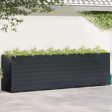 Contenitore per Rifiuti per 6 Bidoni Nero 408 x 77,5 x 121,5 cm