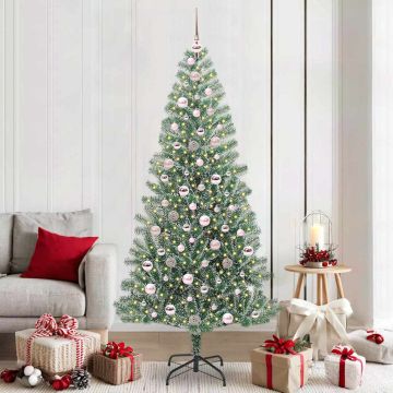 Albero di Natale Artificiale Imbiancato con Luci LED 210 cm