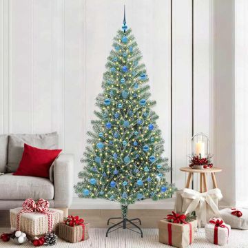 Albero di Natale Artificiale Imbiancato con Luci LED 210 cm