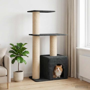 Albero per gatti con pali per graffiare in sisal Grigio Scuro