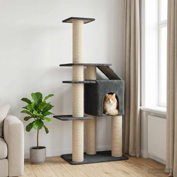 Albero per gatti con pali per graffiare in sisal Grigio Scuro