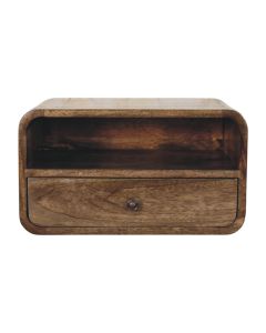 Comodino sospeso in mango massello grigio con cassetto