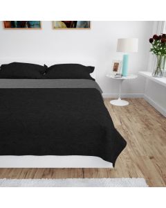 Copriletto Double-Face Trapuntato 230x260 cm Grigio e Nero