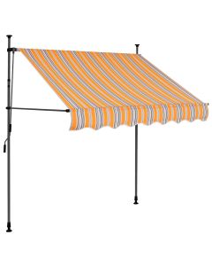Tenda da Sole Retrattile Manuale con LED 150 cm Gialla e Blu