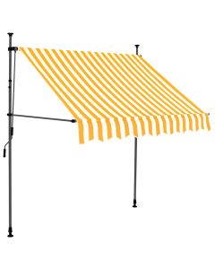 Tenda da Sole Retrattile Manuale LED 150 cm Bianca e Arancione