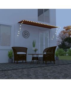 Tenda da Sole Retrattile con LED 300x150 cm Arancione e Marrone