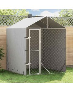 Cuccia Cani da Esterno Tetto Argento 2x2x2,5 m Acciaio Zincato