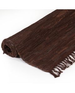 Tappeto Chindi Tessuto a Mano in Pelle 120x170 cm Marrone