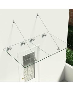 Pensilina Ingresso Vetro di Sicurezza VSG 150x90cm Acciaio Inox