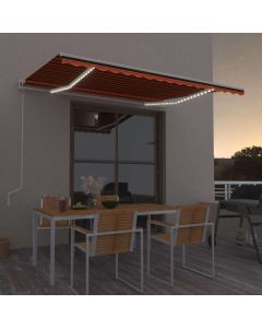 Tenda Automatica Sensore Vento e LED 400x350 cm Arancio Marrone