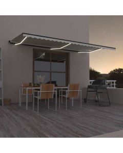 Tenda da sole retrattile manuale con LED 600x300 cm Crema