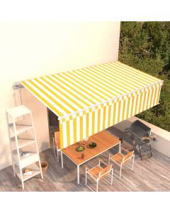 Tenda Retrattile Automatica con Parasole 6x3m Gialla Bianca