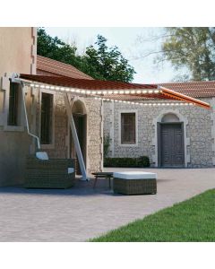 Tenda Automatica Sensore Vento e LED 400x300 cm Arancio Marrone