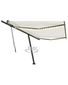 Tenda da Sole Retrattile Manuale con LED 500x300 cm Crema