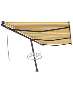 Tenda da Sole Autoportante Manuale 600x350 cm Gialla Bianca
