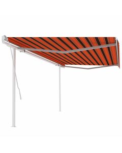 Tenda da Sole Retrattile Manuale con Pali 5x3 m Arancio Marrone