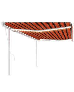 Tenda Automatica Sensore Vento e LED 5x3 m Arancione e Marrone