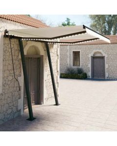 Tenda da Sole Retrattile Manuale con LED 3x2,5 m Crema