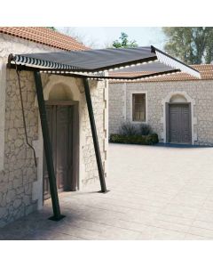 Tenda da Sole Retrattile Manuale con LED 3,5x2,5m Blu e Bianca