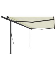 Tenda da Sole Retrattile Automatica con Pali 5x3,5 m Crema
