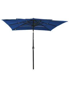 Ombrellone a Sbalzo 3 Livelli Palo Alluminio 2,5x2,5 m Azzurro