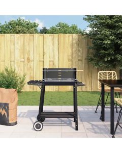 Barbecue a Carbonella con Ruote in Acciaio Nero