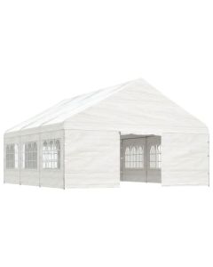 Gazebo con Tetto Bianco 6,69x5,88x3,75 m in Polietilene