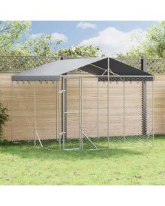 Cuccia Cani da Esterno Tetto Argento 3x3x2,5 m Acciaio Zincato