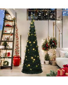 Albero di Natale Artificiale Apribile Preilluminato Verde 180cm