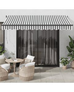 Tenda da Sole Retrattile Manuale Antracite e Bianco 350x250 cm
