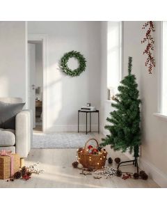 Albero di Natale Artificiale Metà con Supporto Verde 120 cm PVC