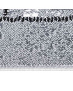 Tappeto Lungo in BCF Grigio con Motivo a Blocchi 80x150 cm