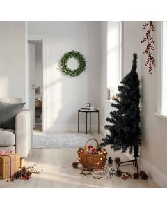Albero di Natale Artificiale a Metà con Base Nero 120 cm PVC