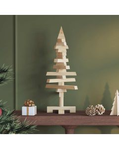 Albero di Natale Decorativo in Legno 60 cm Legno Massello Pino