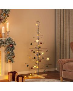 Albero di Natale in Metallo con Base in Legno Nero 150 cm
