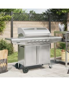 Griglia Barbecue a Gas con 7 Bruciatori Argento in Acciaio