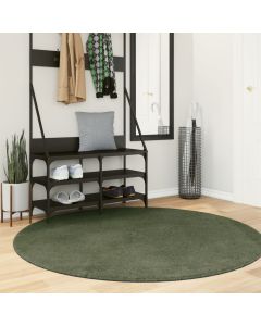 Tappeto Pelo Corto HUARTE Morbido Lavabile Verde Bosco Ø 160 cm