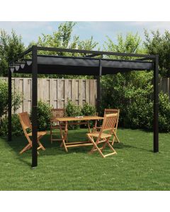 Gazebo da Giardino con Tetto Retrattile Antracite 3x3 m Acciaio