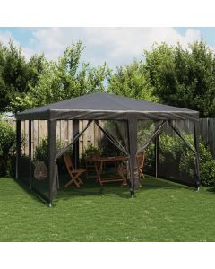 Tenda per Feste con 8 Pareti in Rete Antracite 4x4 m in HDPE
